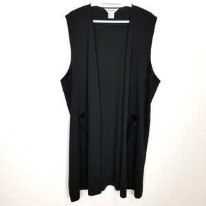 Exclusively Misook Women Plus Acrilic Cardigan Sleeveless Jacket Vest  2x Black